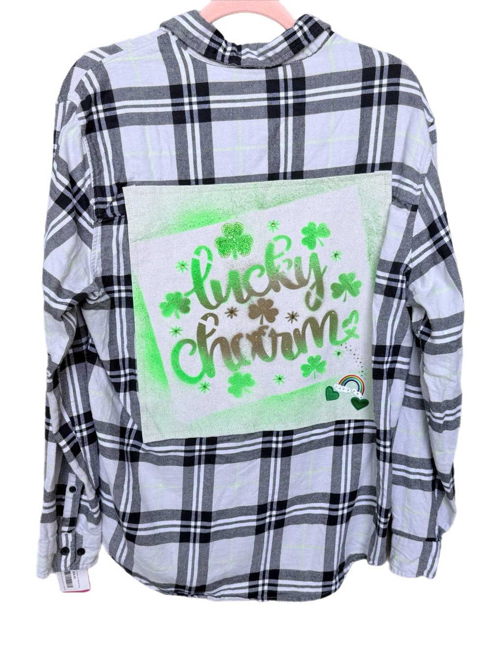 Lucky‎ Charm Plaid Flannel Shirt – St. Patrick’s Day Graphic Back Patch
